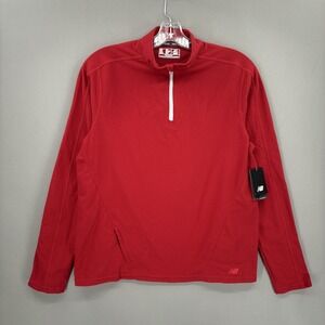 New‎ Balance Pullover Mens Medium Red Lightning Dry 1/4 Zip Running Fleece